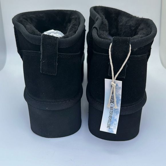 CUSHIONAIRE Women's Genuine Suede pull on platform boot +Memory Foam 8.5 BLACK - Picture 4 of 7